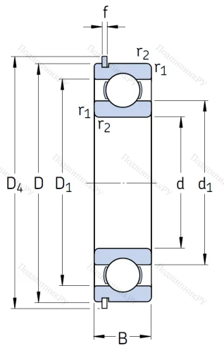 Однорядный шариковый подшипник 6307 NR от производителя  SKF