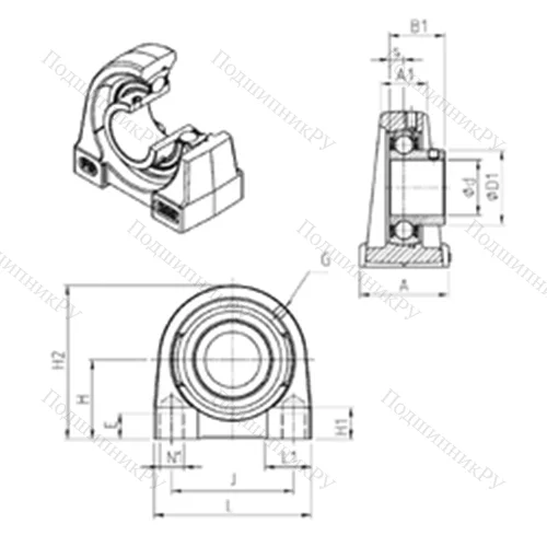 Подшипниковый узел шариковый радиальный USPG 212 от производителя  SNR