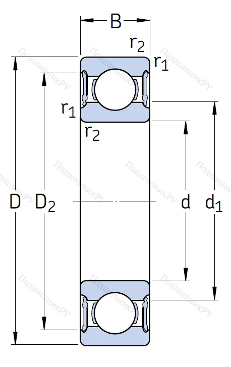 Однорядный шариковый подшипник 6306 2RS 1/C 3 от производителя  SKF