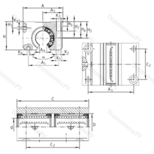 Подшипник шариковый линейный KTNO 16 C-PP-AS от производителя  INA