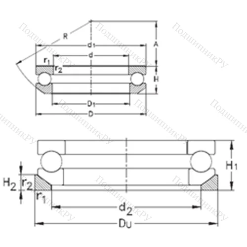 Подшипник шариковый упорный 53238+U 238 от производителя  NKE