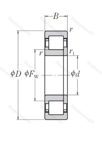 Роликовый цилиндрический подшипник NUP 309 EW C 3 от производителя  NSK
