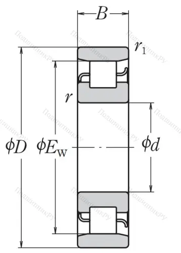 Роликовый цилиндрический подшипник N 308 ET от производителя  NSK