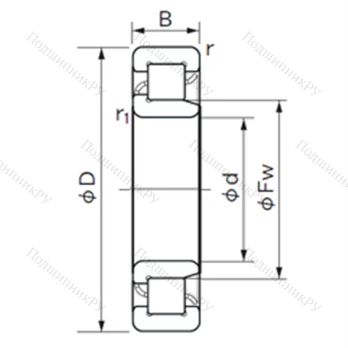 Подшипник роликовый радиальный NJ 10/500