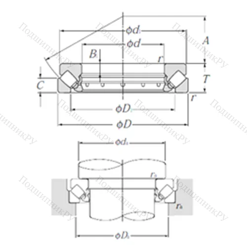 Подшипник роликовый упорно-радиальный 29252 от производителя  NTN