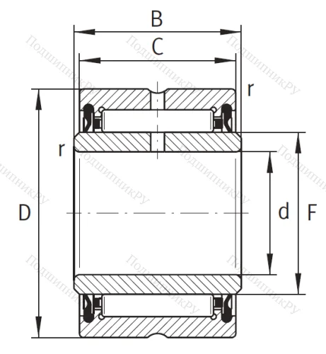 Игольчатый подшипник NA 4907 2RSR XL от производителя  INA Игольчатый подшипник NA 4907 2RSR XL от производителя  INA