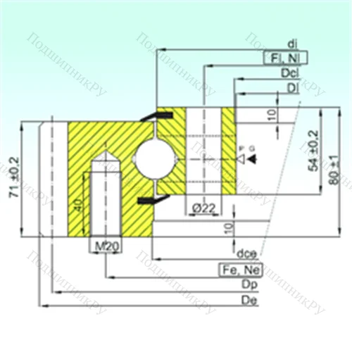 Подшипник шариковый опорно-поворотный EB 1.25.0555.201-2STPN от производителя  ISB