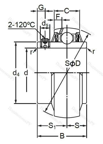 Корпусный подшипник UC 214 (480214 ГОСТ) в Омске