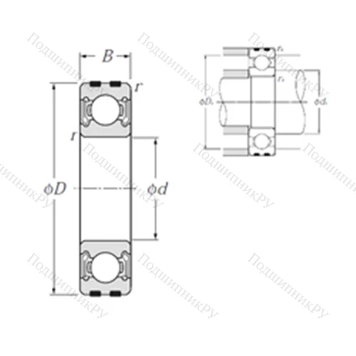 Подшипник шариковый радиальный EC-6308LLB