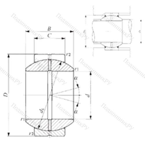 Подшипник скольжения сферический GE 70GS от производителя  IKO