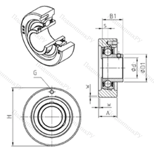 Подшипниковый узел шариковый радиальный USC 206 от производителя  SNR