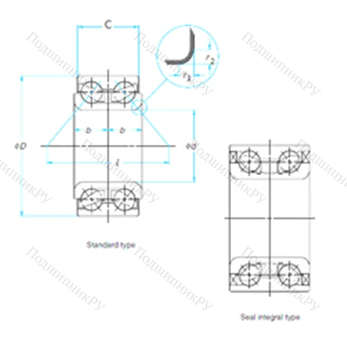Подшипник роликовый радиально-упорный DAC 358047BW 2RS