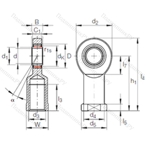 Подшипник скольжения сферический GIR 10 UK от производителя  INA
