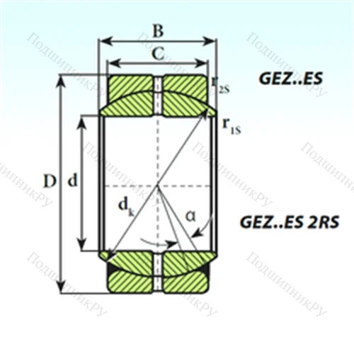 Подшипник скольжения сферический GEZ 25 ES от производителя  ISB