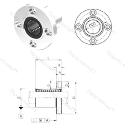 Подшипник шариковый линейный LMF 12UU от производителя  Samick