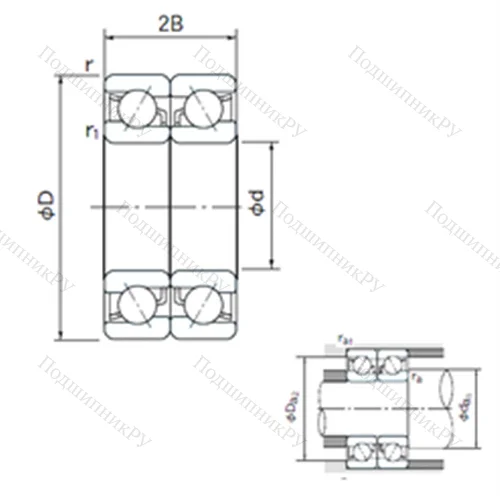 Подшипник шариковый радиально-упорный спаренный 7302BDB