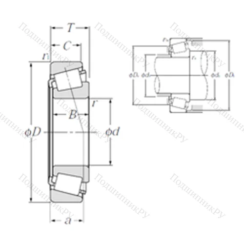 Подшипник роликовый радиально-упорный 4T-HH 221449/HH 221410 от производителя  NTN