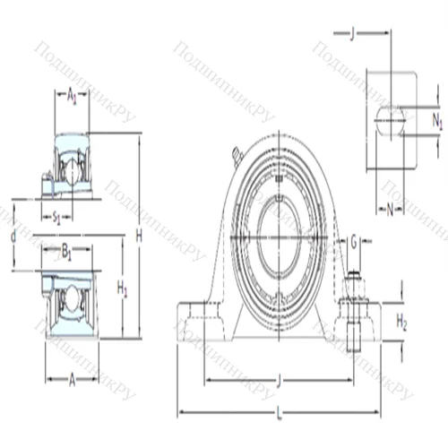 Подшипниковый узел шариковый радиальный SYJ 60 KF+H 2312 от производителя  SKF