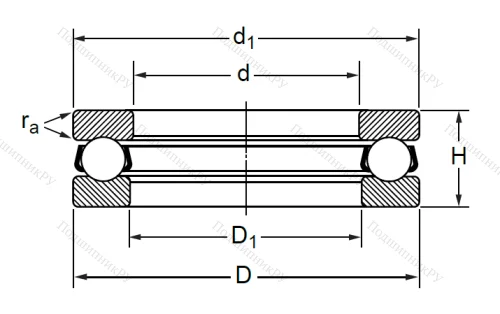 Упорный шариковый подшипник 8202 (51202) в Омске