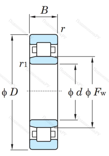 Роликовый цилиндрический подшипник NU 318 от производителя  KOYO