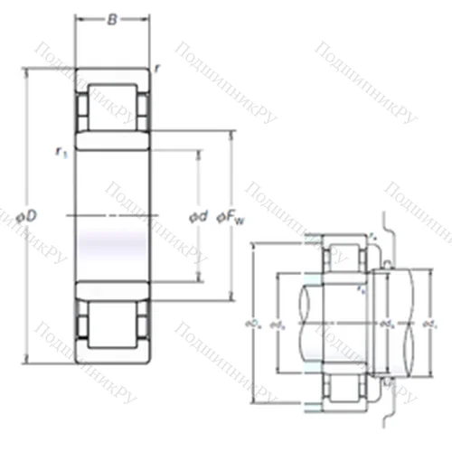 Подшипник роликовый радиальный NU 305EM