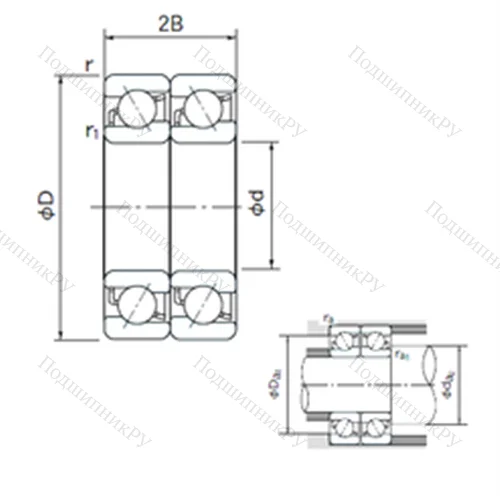 Подшипник шариковый радиально-упорный спаренный 7322DT