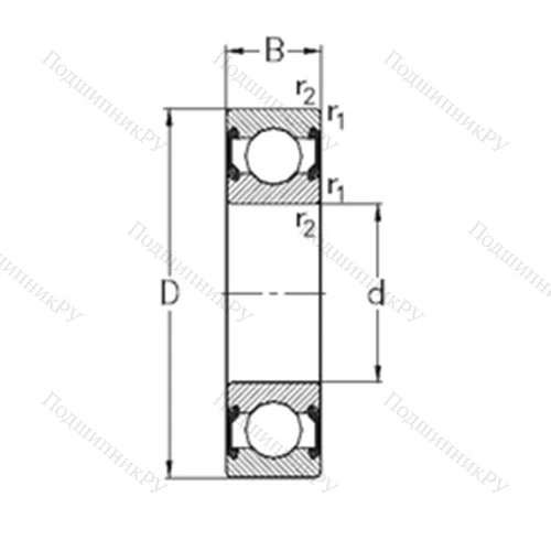 Подшипник шариковый радиальный 6201-2RS 2