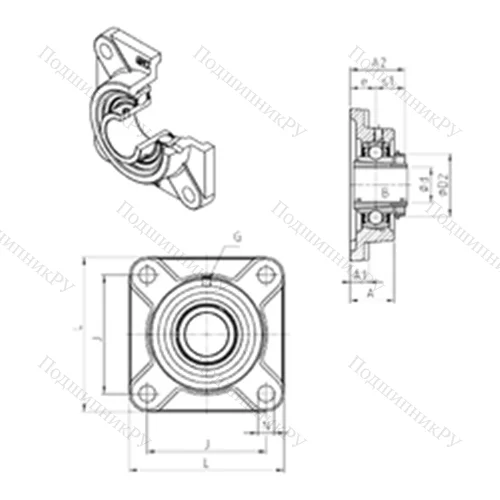 Подшипниковый узел шариковый радиальный UKF 315H от производителя  SNR