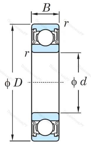 Однорядный шариковый подшипник 6207 2RS CM от производителя  KOYO
