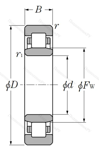 Роликовый цилиндрический подшипник NU 218 от производителя  NTN