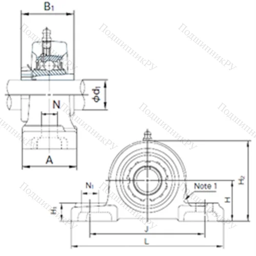 Подшипниковый узел шариковый радиальный UKP 315+H 2315 от производителя  NACHI