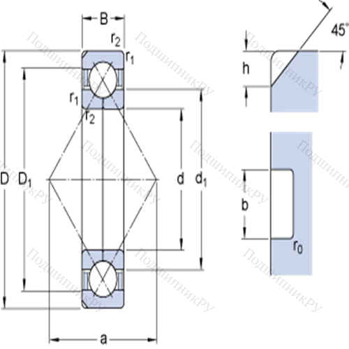 Шарикоподшипники с четырёхточечным контактом QJ 344 N 2MA