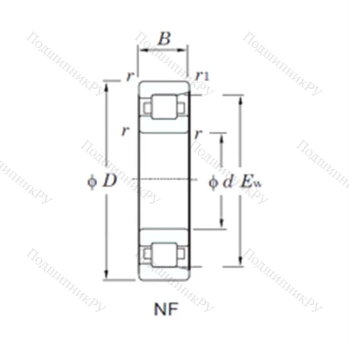 Подшипник роликовый радиальный NF 419 от производителя  KOYO