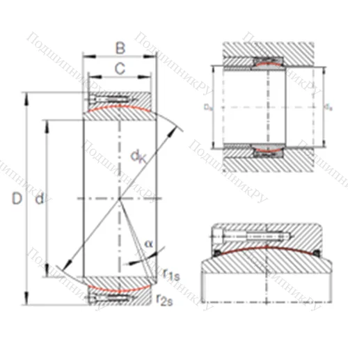 Подшипник скольжения сферический GE 380 DW от производителя  INA