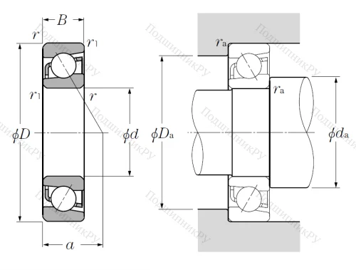 Однорядный шариковый подшипник 7217 B от производителя  NTN