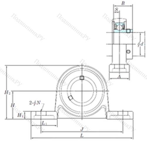 Подшипниковый узел шариковый радиальный USP 002S 6 от производителя  KOYO