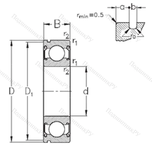 Подшипник шариковый радиальный 6201-2Z-N