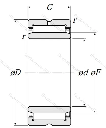 Игольчатый подшипник NA 5916 от производителя  NTN
