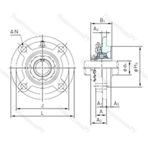 Подшипниковый узел шариковый радиальный UKFC 205+H 2305 от производителя  NACHI