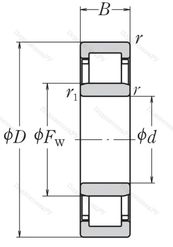 Роликовый цилиндрический подшипник NJ 307 ET от производителя  NSK