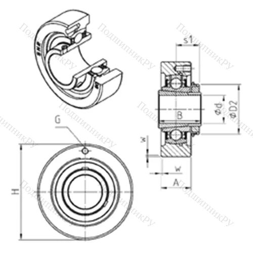 Подшипниковый узел шариковый радиальный UKC 205H от производителя  SNR