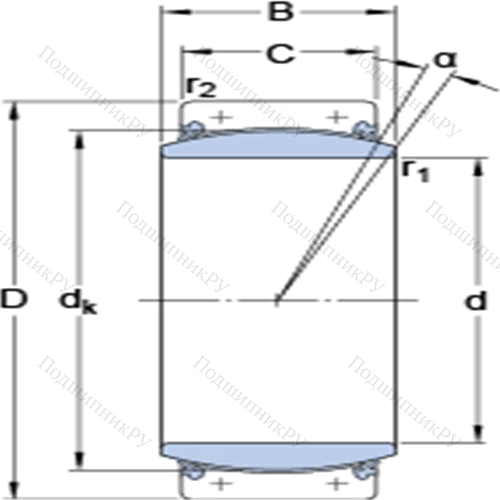 Радиальные сферические подшипники скольжения с контактными поверхностями сталь/сталь, требующие техобслуживания GEC 530 TXA-2RS от производителя  SKF