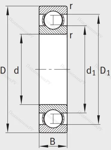 Однорядный шариковый подшипник 6322 от производителя  FAG