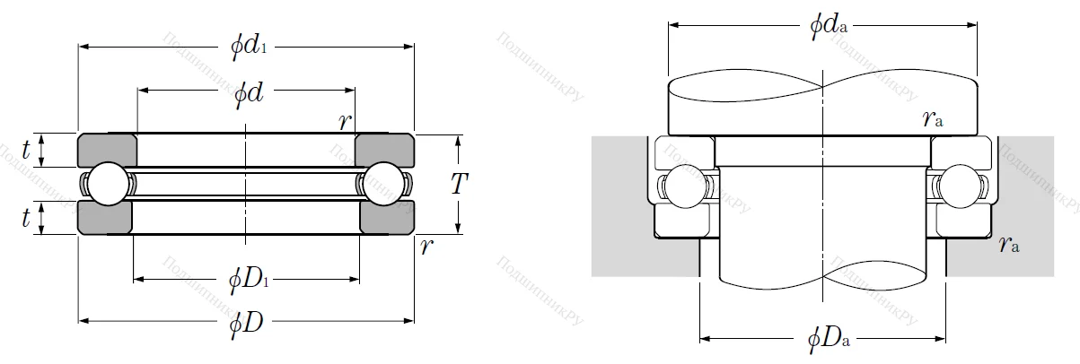 Упорный шариковый подшипник 51202