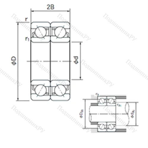 Подшипник шариковый радиально-упорный спаренный 7000DF