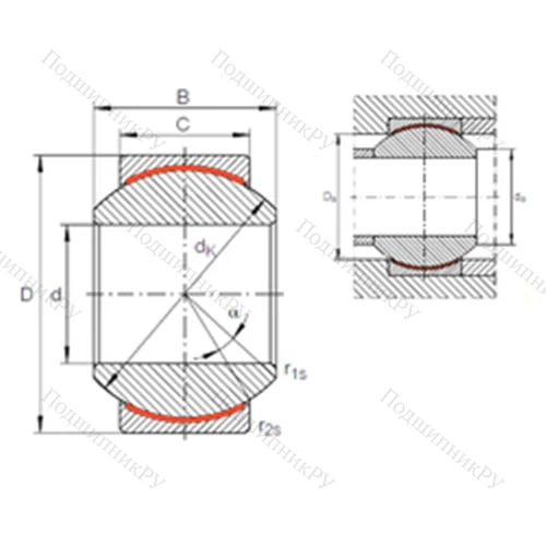Подшипник скольжения сферический GE 25 PW от производителя  INA Подшипник скольжения сферический GE 25 PW от производителя  INA