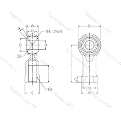 Подшипник скольжения сферический RBT 16 от производителя  NMB