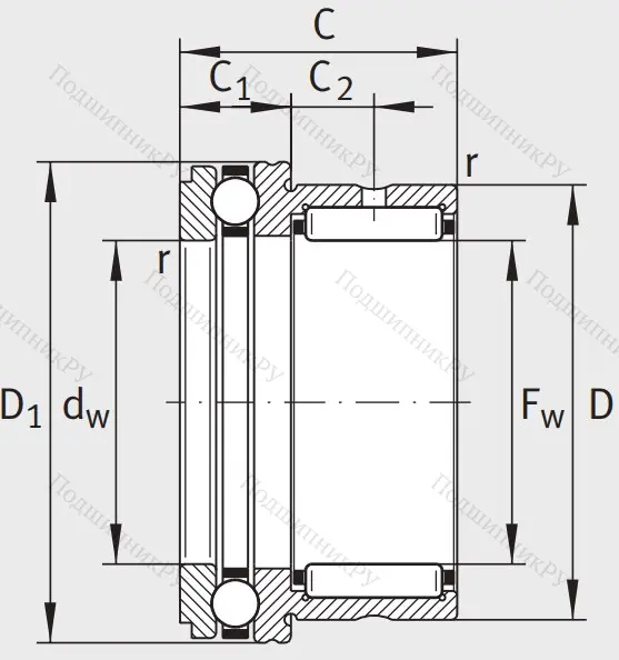 Комбинированный подшипник NKX 50 Z XL