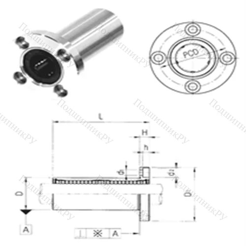 Подшипник шариковый линейный LMEF 30L от производителя  Samick