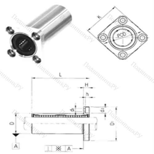 Подшипник шариковый линейный LMEK 16LUU от производителя  Samick